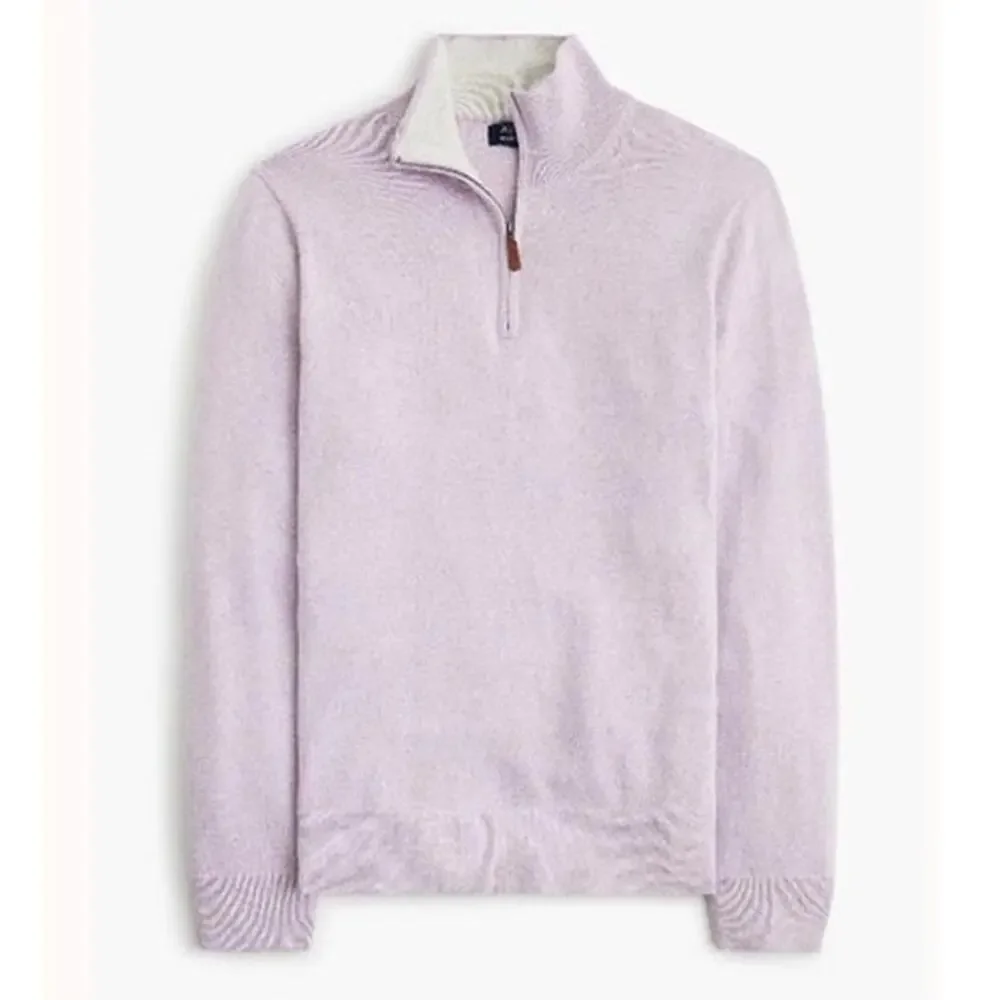 NWT J. Crew Cotton Quarter-Zip Sweater Heather Light Purple Wisteria M